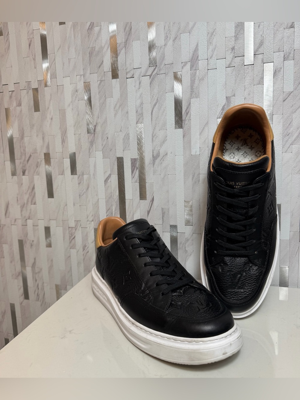 🎩Louis Vuitton Men’s Black Monogram Beverly Hills Sneakers Size 7.5UK/9US